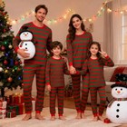 Family Matching Christmas Pajamas 100  Cotton Striped Sleepwear Set Men Women Ki