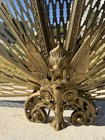 Vintage Ornate Brass  peacock  Fireplace Screen - 25  Hi X 36  When Opened 