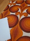 Awesome Rare Vintage Mid Century Retro 70s Org Brown Loop Curls Lrg Fabric  Wow 