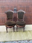 Antique Pair Victorian Parlor Chairs Carved Ornate Walnut Renaissance  Revival