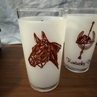Set Of 4 Vintage Kentucky Derby Federal Race Horse  Shoe  Crop Hat Julep Glass
