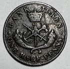 1854 Bank Of Upper Canada One Half Penny Token