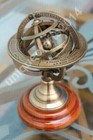 Brass Armillary Sphere Astrolabe On Wooden Base Maritime Collectible Nautical  