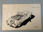 Beautiful Ink Drawing Paper Design Car Bmw 328 1956 Automobile 1500 Sport Art