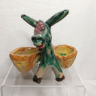 Vintage Donkey Mule Burro 4  Figurine Small Double Planter Pottery Italy