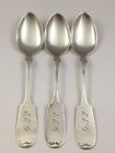 Lot Of 3 Ca  1850 Coin Silver Fiddle Tip Spoons Monogram E e g Antique