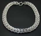 Bold Hammered Oval Byzantine Chain Link Necklace Real 925 Sterling Silver