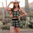 New In Crochet Two-piece Set  Top And Shorts  Size S m