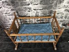 Baby Doll Rocking Cradle Crib Vintage Wooden With Pad