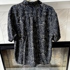 Vintage Perry Ellis Silk Size L Camp Collar Black Floral Button Up Shirt  Black
