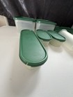 16pc Tupperware Modular Mates Green Lid Oval Square Container Vintage Kitchen