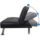 Faux Leather Sofa Bed Convertible Futon Sofa With 2 Throw Pillows Cup Holders
