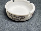 Vintage San Miguel Beer Milk Glass Ceramic Ashtray France Brewery Advertising