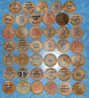Lot Of 41 Vintage Illinois Wooden Nickels Tokens Wood Coin Collection Il