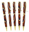 Fancy Slimline Ballpoint Pen In Gold Finish With Color Grain Wood    One Pen  