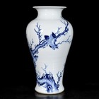 A Pair Chinese Blue white Porcelain Handpainted Exquisite Flower bird Vase 28254