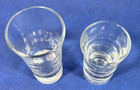 Vintage Set Of 2 Clear Glass Shot Glasses Heavy Bottom Barware Flared Rim