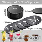 Set Of 6 Round Leather Coasters With Holder For Bar  Drinks  Coffee