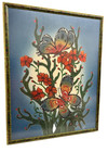 Framed Textile Wall Art Batik Butterflies Flowers 91cm Vintage Fabric Silk Art