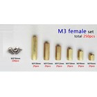 250pcs Solid Brass M3 Hex Column Standoff  Spacer Screw Nut Assortment Kit Pcb C