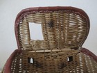 Antique 12  Wicker   Leather Fishing Creel 1920s-30s Vintage Cabin Display Azb