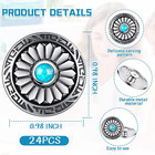 24 Pcs Faux Turquoise Round Conchos Sunflower Decorative Buckle Metal Sunflower 