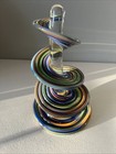 Thomas Kelly Heechee Rainbow Swirl Signed Art Glass Sculpture Signed 10 75  Tall