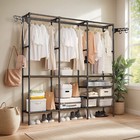 Heavy Duty Garment Rack Shelving Clothing Closet Organizer Metal Wardrobe Hanger