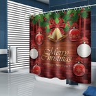 Merry Christmas Shower Curtain Bathroom Rug Set Thick Bath Mat Toilet Lid Cover