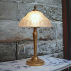 Art Deco Table Lamp Brass Cast Glass 1920 1930s Unique Vintage Woolworth