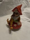 Vintage Gnome pixie elf Sitting On A Mushroom W pipe  4706 Lefton 