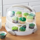       better Homes   Gardens Cake Carrier - 13  Round  Clear Cover  Dishwasher Safe
