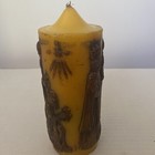 Holiday Candle Vintage Three Kings 6 Inches Tall Yellow Brown 3d Raised