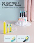 3 Pack Sonic Electric Toothbrush Rechargeable 10 Brush Heads 5 Modes Smart Timer