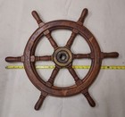 Vtg 27    Wall Decor Ship Helm Wheel Pirate Steering Wood Brass Nautical  Maritime