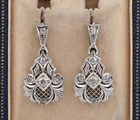 Art Deco Round Cut Lab Created Diamond Wedding Drop dangle 925 Silver Earrings