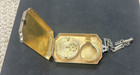 Vtg Art Deco Minaudieres Compact W  Wrist Chain  Makeup Case Vanity Gold Tone