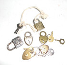 Vintage Padlock Lot     6 Mini Locks   Keys     Brass   Steel     Abus   Heart   shaped