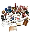 Vintage Antique Huge Lot Miniature Dollhouse Furniture Accessories Mixed Random 