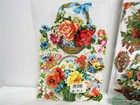 Vintage antique German Diecut Victorian Scrap - Floral Baskets  3 Sheets 