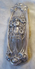 Mucha Style Art Nouveau Woman Lilies Antique Silverplate Vanity Brush empire Art
