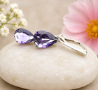 Lab Made Amethyst Earrings Solid Sterling Silver 925  Hinges February Birthstone