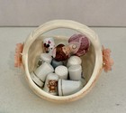 Collectible Sewing Thimble Lot Of 15 Porcelain   Metal W  Basket Holder Bust