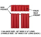 3pc Set New Kitchen Collection Lined Blackout Window Curtain 2 Tier 1 Valance 