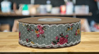 Vintage Floral Shabby Chic Ribbon - 1  X 10 Yards  Blue Gray  Scalloped Edges