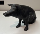 Vintage Black Cast Iron Pig Piggy Bank   Doorstop Heavy