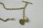 Vintage Yellow Gold Filled Tbar Watch Chain Necklace 13 Inch Long Locket Fob