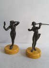 Nice  Pair Antique Bronze Statues    Marble Bases      Ht  17cms        C  1890 