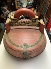Antique 19th Century Chinese Red Gilt Lacquer Food Carry Box   Bronze Fittings