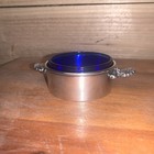 Vintage Gorham Salt Cellar Gmco Ep With Cobalt Blue Glass Insert 02333